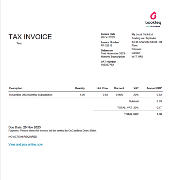 Current invoice